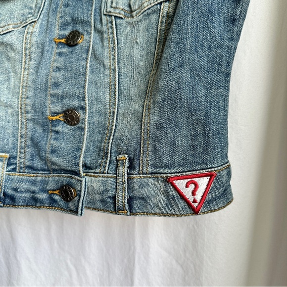 Cute Guess Los Angeles Denim Women’s Jacket Button Up with Patch - Picture 3 of 6